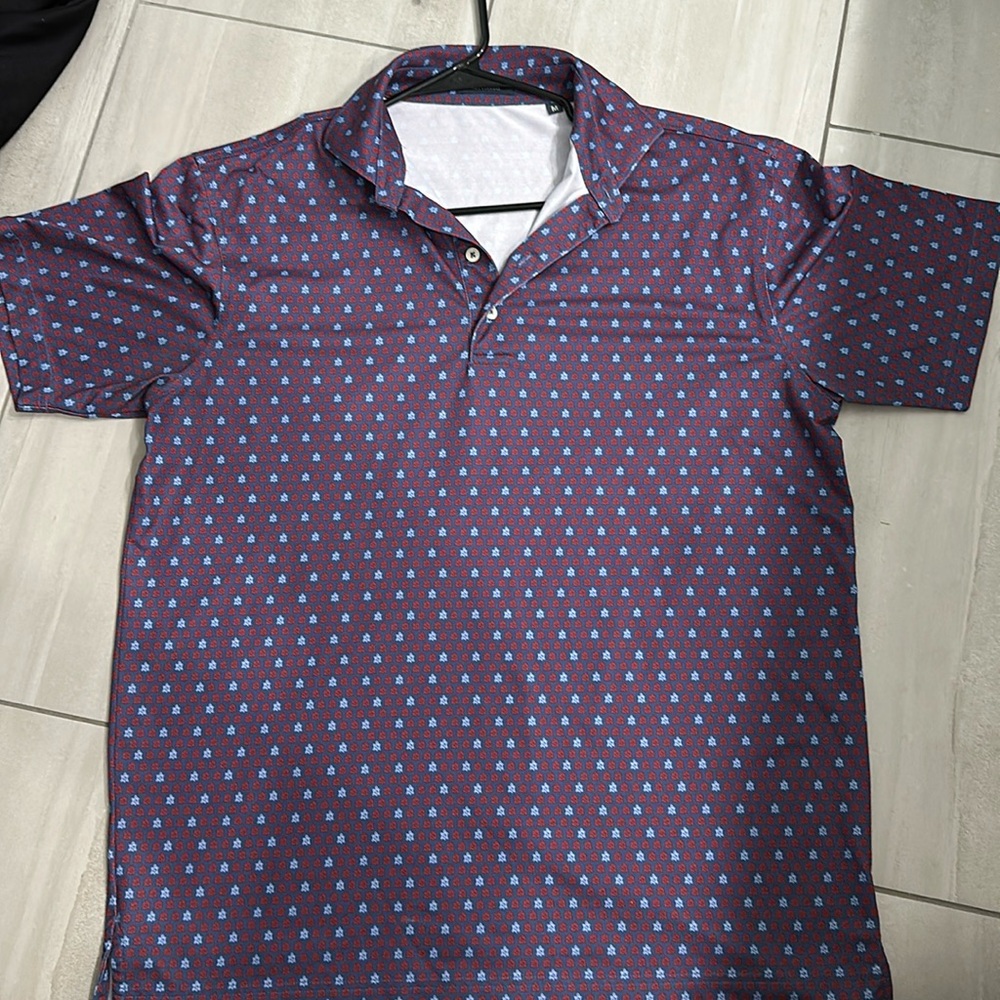 Turtleson Golf Polo - Medium. Blue/red